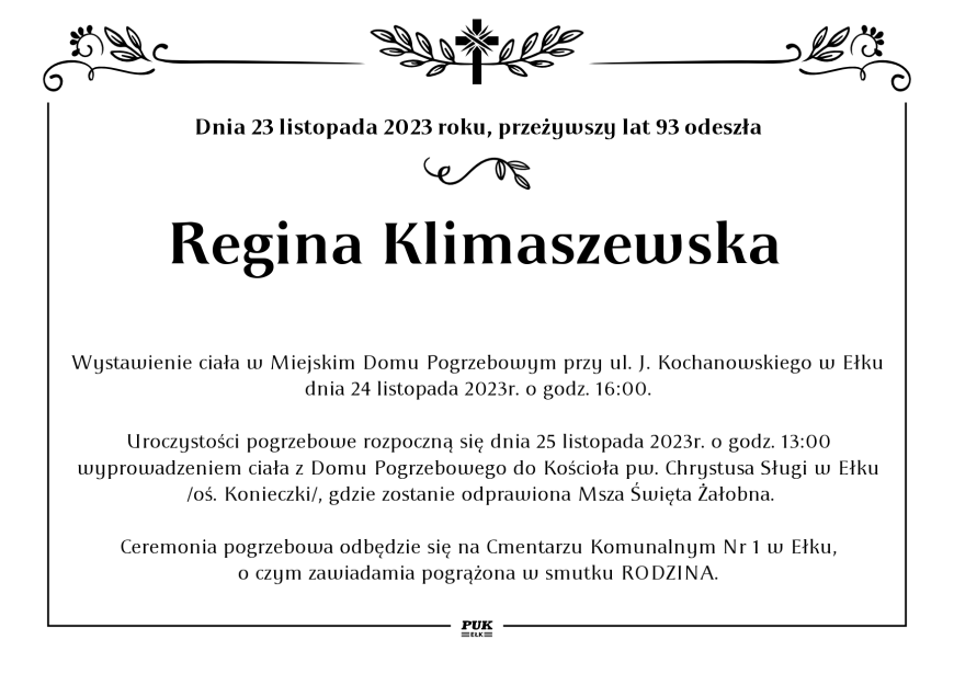 Regina Klimaszewska  - nekrolog